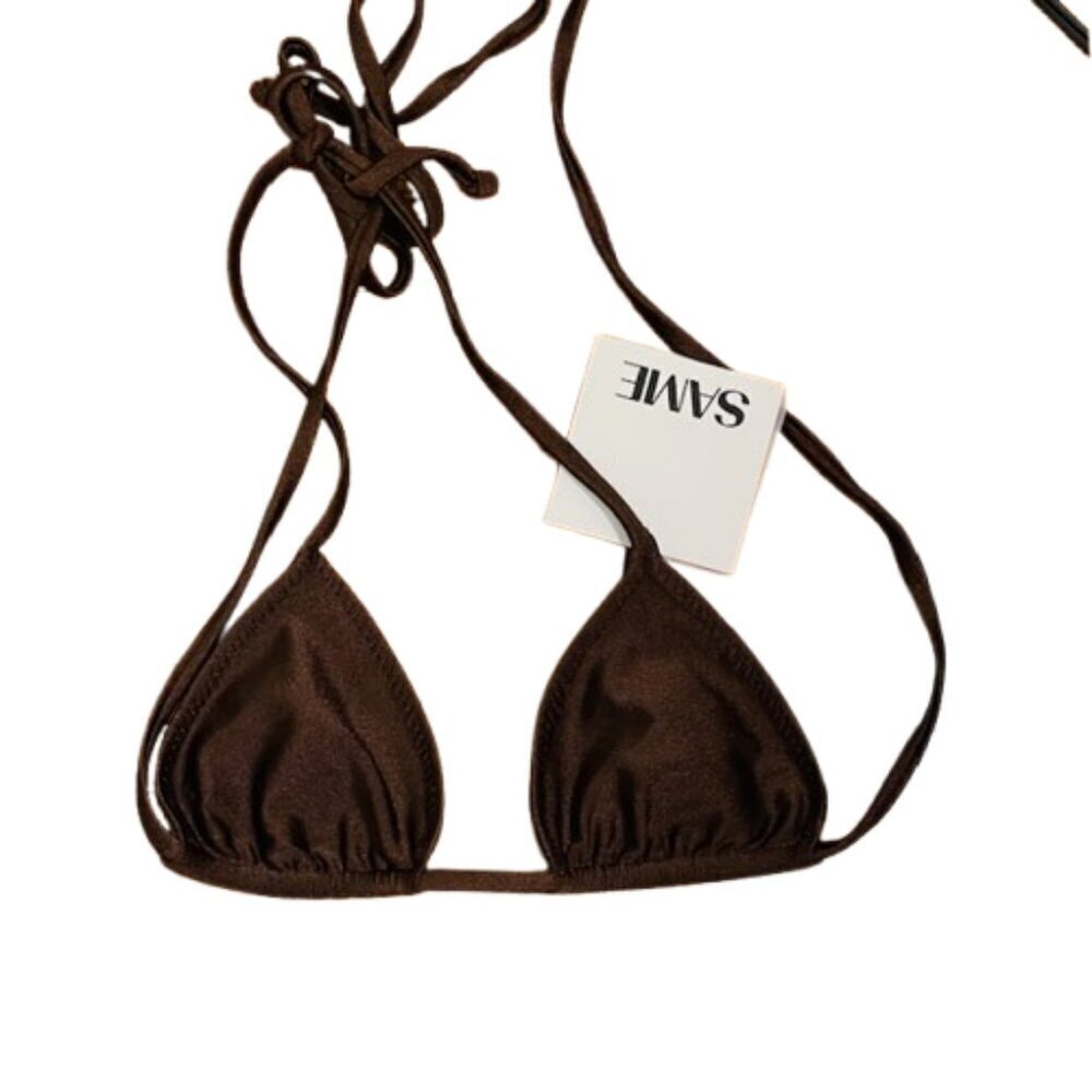 Same Triangle Top Chocolate Brown Bikini Top Same LA Swim NEW NWT XS - Picture 3 of 5
